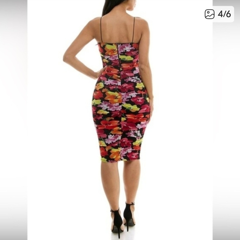 B. Darlin Floral Mesh Midi Dress NWT DAMAGED please read! - Picture 4 of 9